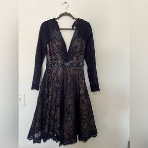 Blue backless lace dress